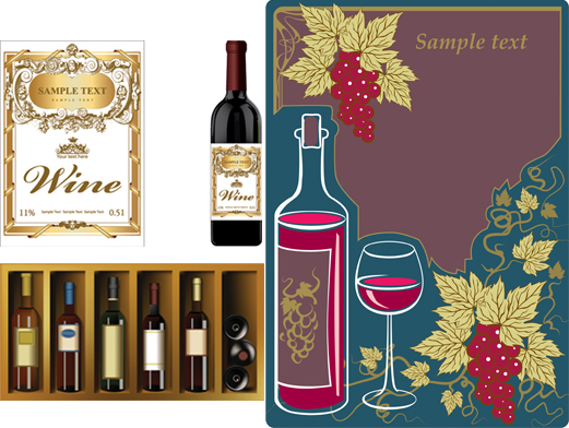 Wine style 96023 wine vintage red wine posters pattern lace grapes grape leaves bottle label   