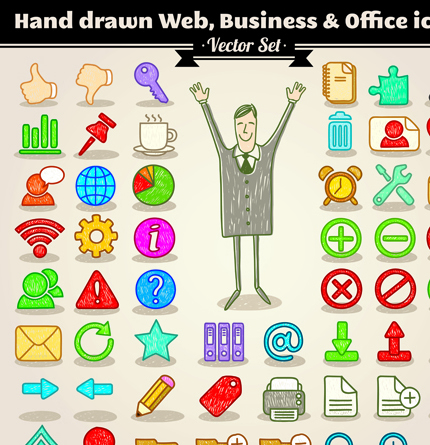 Different Hand drawn Retro icons vector graphic 04 Retro font icons icon hand drawn different   