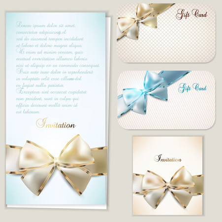 luxurious cards with bows design vector set 01 luxurious cards card bows bow   