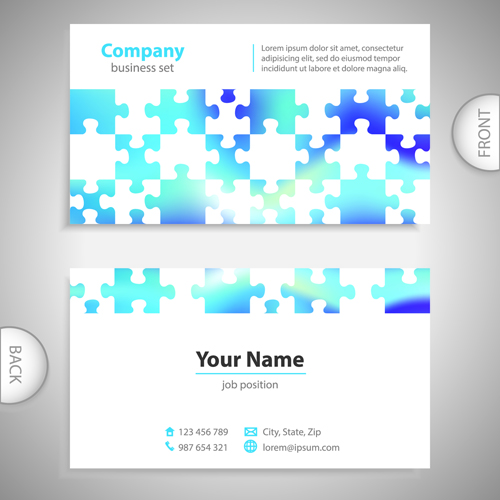 Excellent business cards front back template vector 05 front Excellent cards business cards business back   