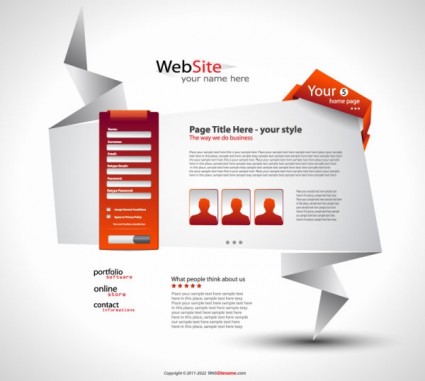 White with Orange origami website template vector white website template origami orange   