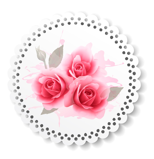 Pink roses paper card vector roses paper card vector card   