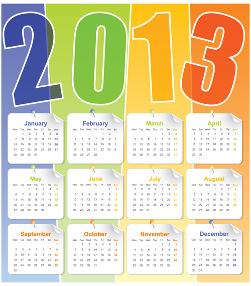 Set of Calendar 2013 design elements vector 06 elements element calendar 2013   