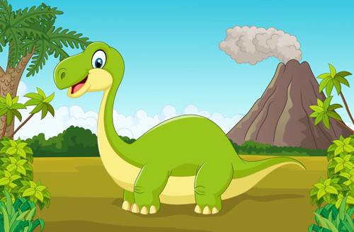 Cartoon dinosaurs with natural landscape vector 08 natural landscape dinosaurs cartoon   