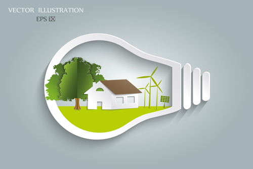 Bulb with Eco business illustration vector 02 eco business bulb   