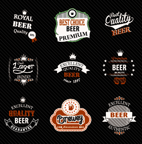 Vintage royal beer labels with badges vector 01 vintage labels label beer badges   