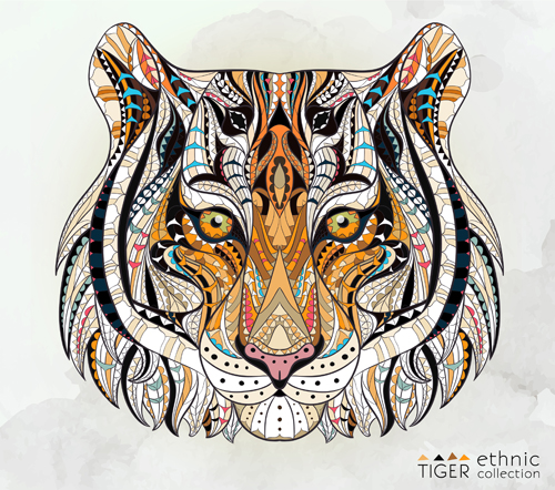 Tiger ethnic pattern vector tiger pattern ethnic   