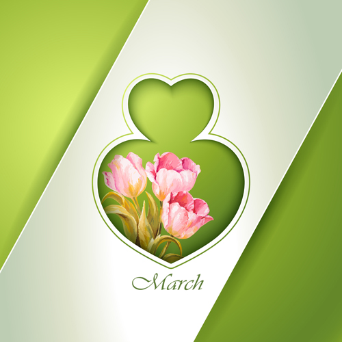 Pink flower with spring card vector spring pink flower card   