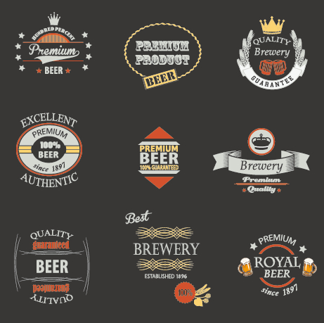 Vintage royal beer labels with badges vector 03 vintage labels label design beer badges badge   