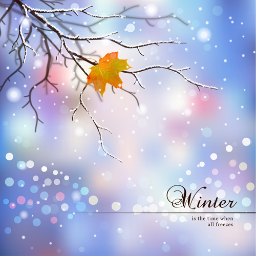 Tree branch and blurs winter background vector 02 winter tree branch blurs background   