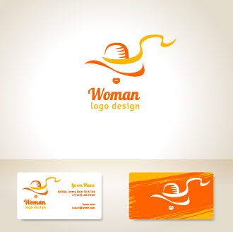 Elegant woman logo with cards vector graphics 02 woman logo elegant cards card   