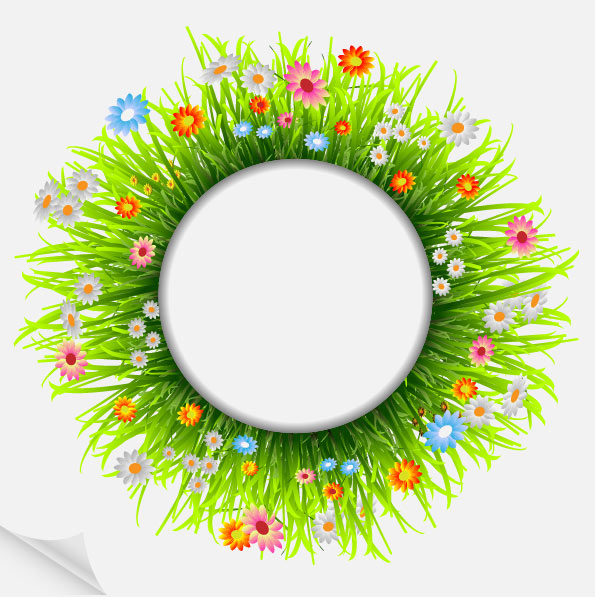 Grass and Flowers Decoration elements vector 01 grass flowers decoration   