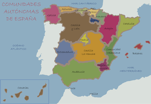 Spain political map vector material Spain political map vector   