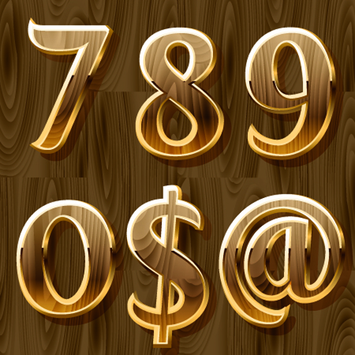 Wooden golden numeric graphic vector 02 wooden wood numeric golden   