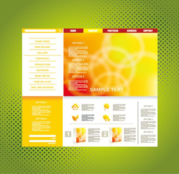 Yellow style website theme template vector 02 yellow website theme template style   