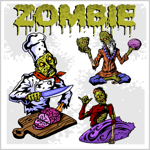 Creative zombie design vector set 02 zombie design creative   