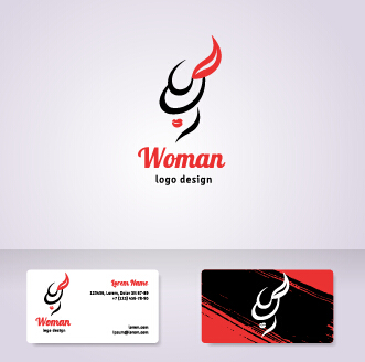 Elegant woman logo with cards vector graphics 03 woman template logo elegant business banners   