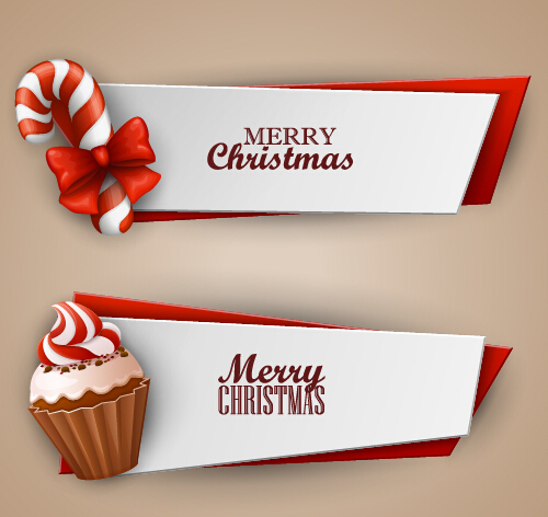 Christmas sweet banner vector material sweet christmas banner   