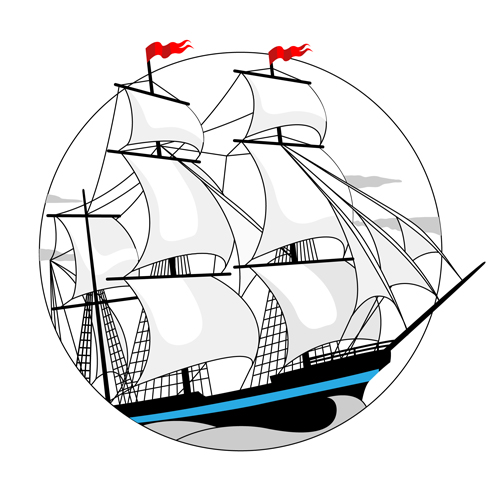 White sailship design vector white sailship design   