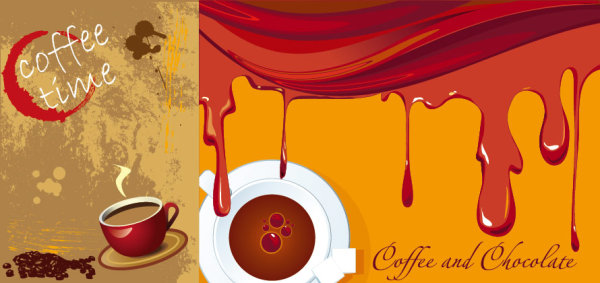 Coffee style traces time texture liquid glass flowing dripping coffee cup coffee beans coffee background   