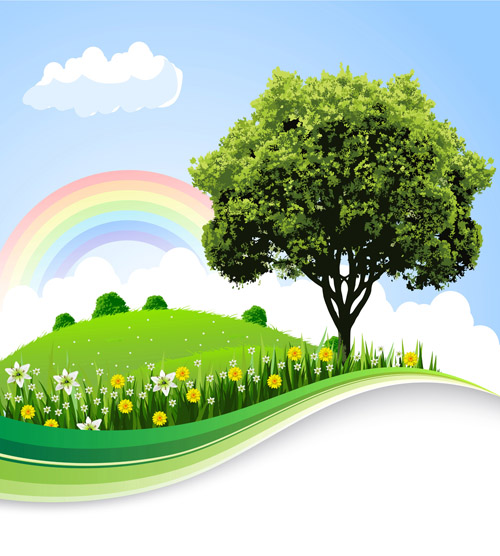 Tree and natural scenery vector background 06 Vector Background scenery natural background   