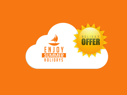 Orange styles summer holiday vector poster 01 summer poster orange holiday   