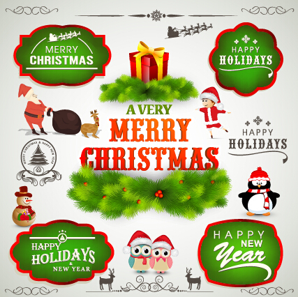 2015 christmas labels and ornament illustration vector ornament labels label illustration christmas 2015   