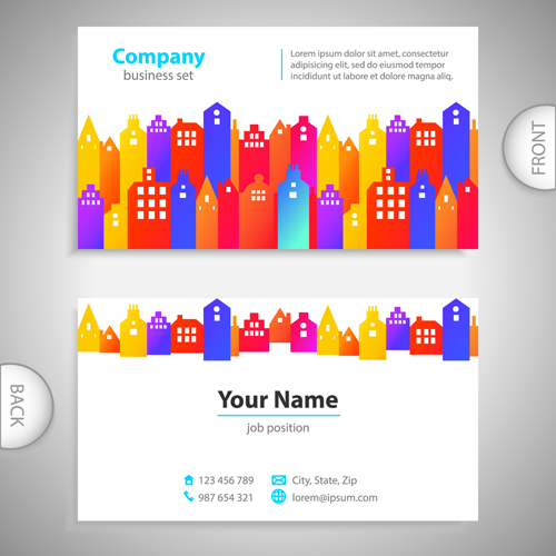 Excellent business cards front back template vector 07 template front Excellent cards business cards business   