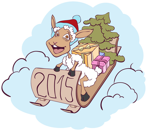 2015 new year with christmas and funny sheep vector 06 sheep new year funny christmas 2015   