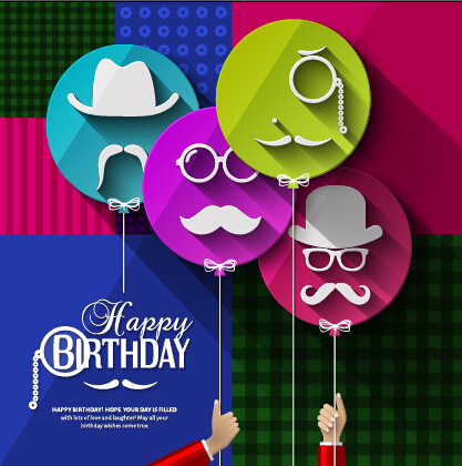 Flat balloon with happy birthday background vector 04 happy birthday happy birthday balloon background   