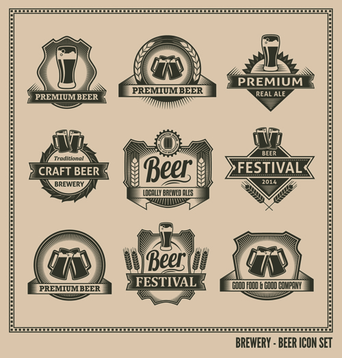 Classical beer labels creative vector 02 labels label creative classical classic   