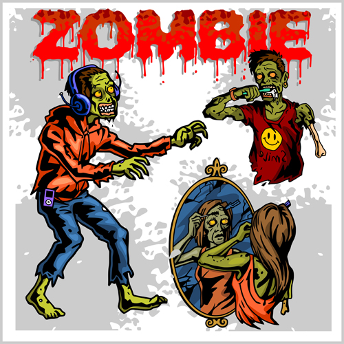 Creative zombie design vector set 01 zombie design creative   