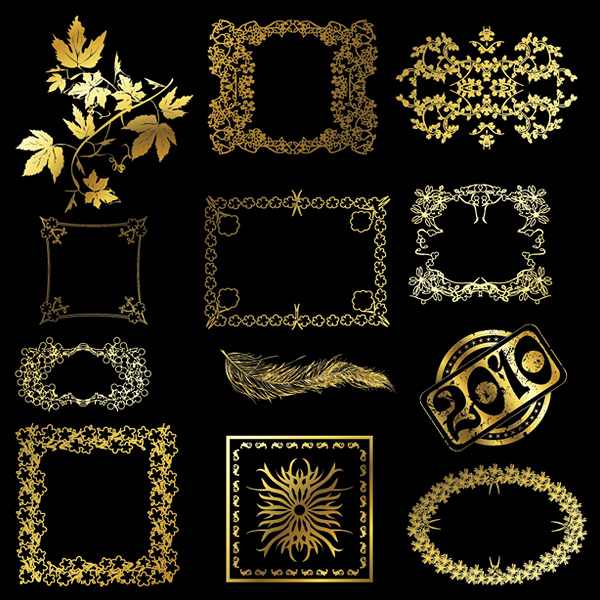 Golden Border Floral vector pattern lace gold   