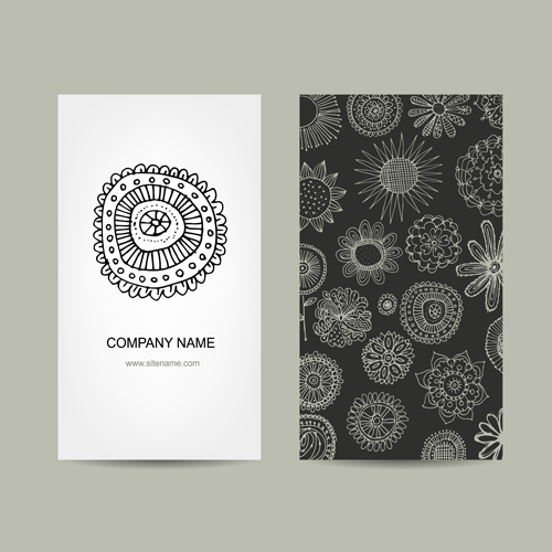 Ornament floral business cards vector set 01 ornament floral card business   