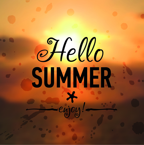 Hello summer blurred background 01 vector summer red background blurred background   