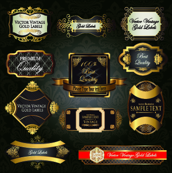 Retro label luxury design vector 03 Retro font luxury label   