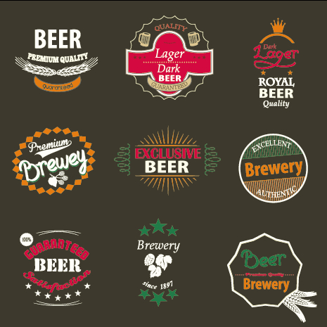 Vintage royal beer labels with badges vector 02 vintage royal labels label beer badges badge   