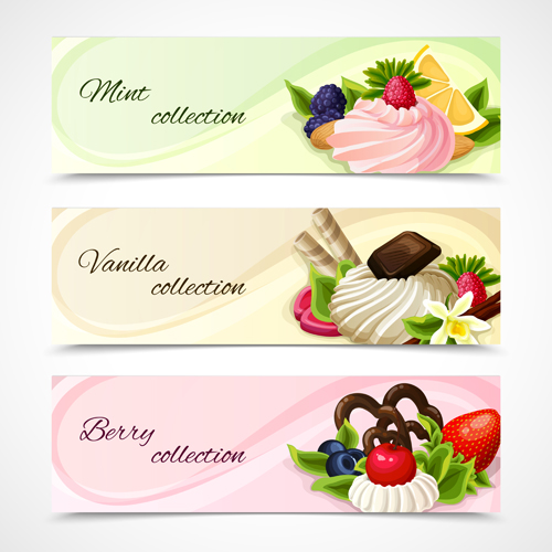 Sweet and fruit vector banners graphics 01 sweet fruit banners banner   