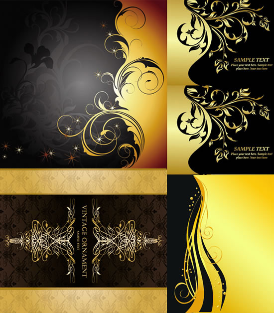 Gold extended pattern background vector Classical shading   