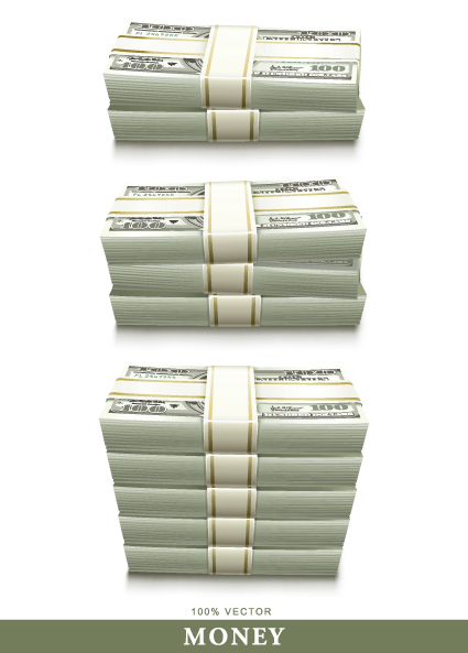 Set of Dollars in bundles design vector 01 dollars bundles   