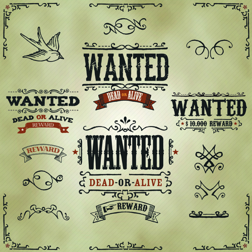 Vintage style wanted vector templates material 02 Vintage Style vintage templates template material   