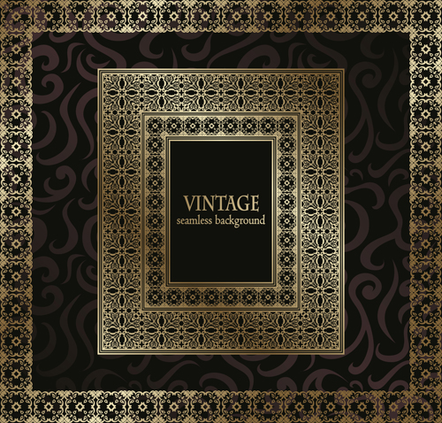 Golden vintage frame vector background 01 Vector Background golden background   