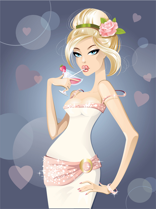 Elements of Beautiful girls vector 05 girls girl elements element beautiful   