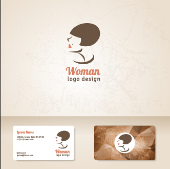 Elegant woman logo with cards vector graphics 08 woman logo elegant cards   