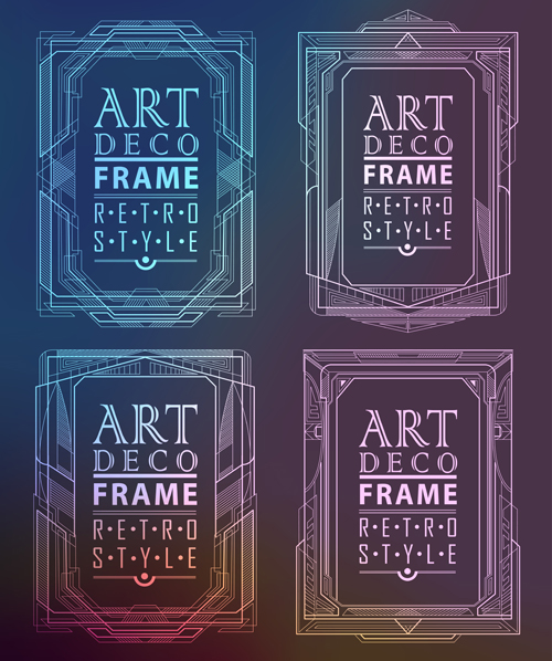 Retro styles art deco frames vector material 03 styles Retro font material frames deco   