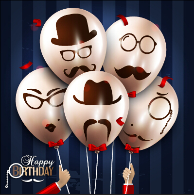 Birthday background with funny balloon vector set 01 funny birthday balloon background   