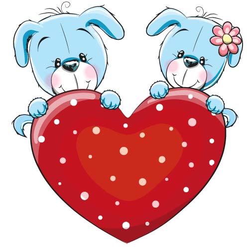 Cartoon animal with heart romantic cards vector 02 romantic cartoon animal cards Animal   