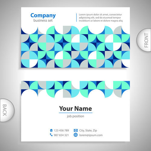 Excellent business cards front back template vector 04 front Excellent business cards business back   