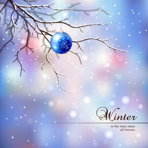 Tree branch and blurs winter background vector 01 winter branch blurs background   