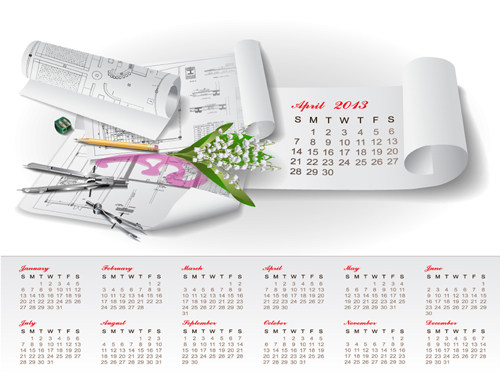 Set of Creative Calendar 2013 design vector 08 creative calendar 2013   